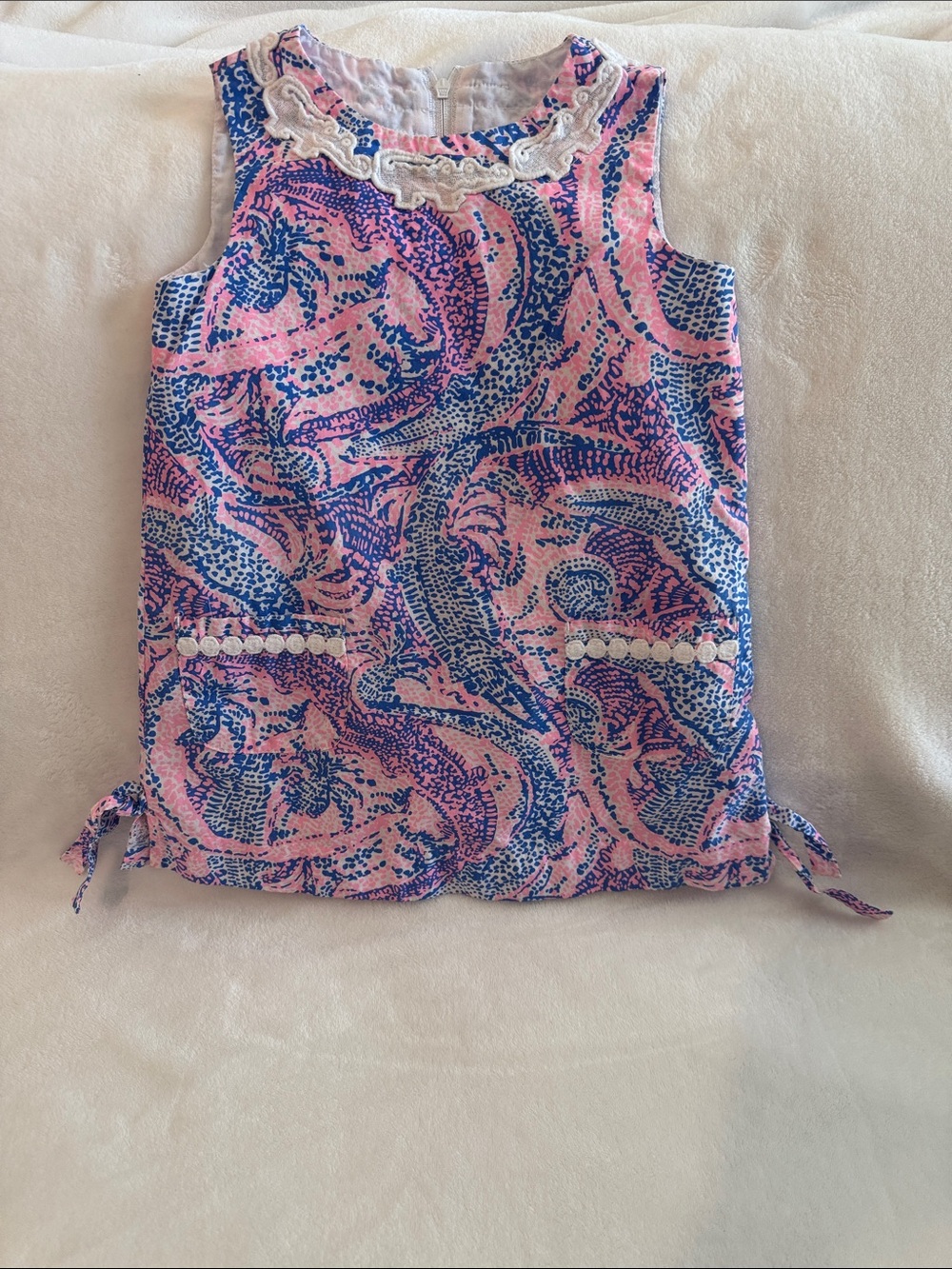 Lilly Pulitzer Pink & Blue Paisley Sleeveless Top with Lace Collar